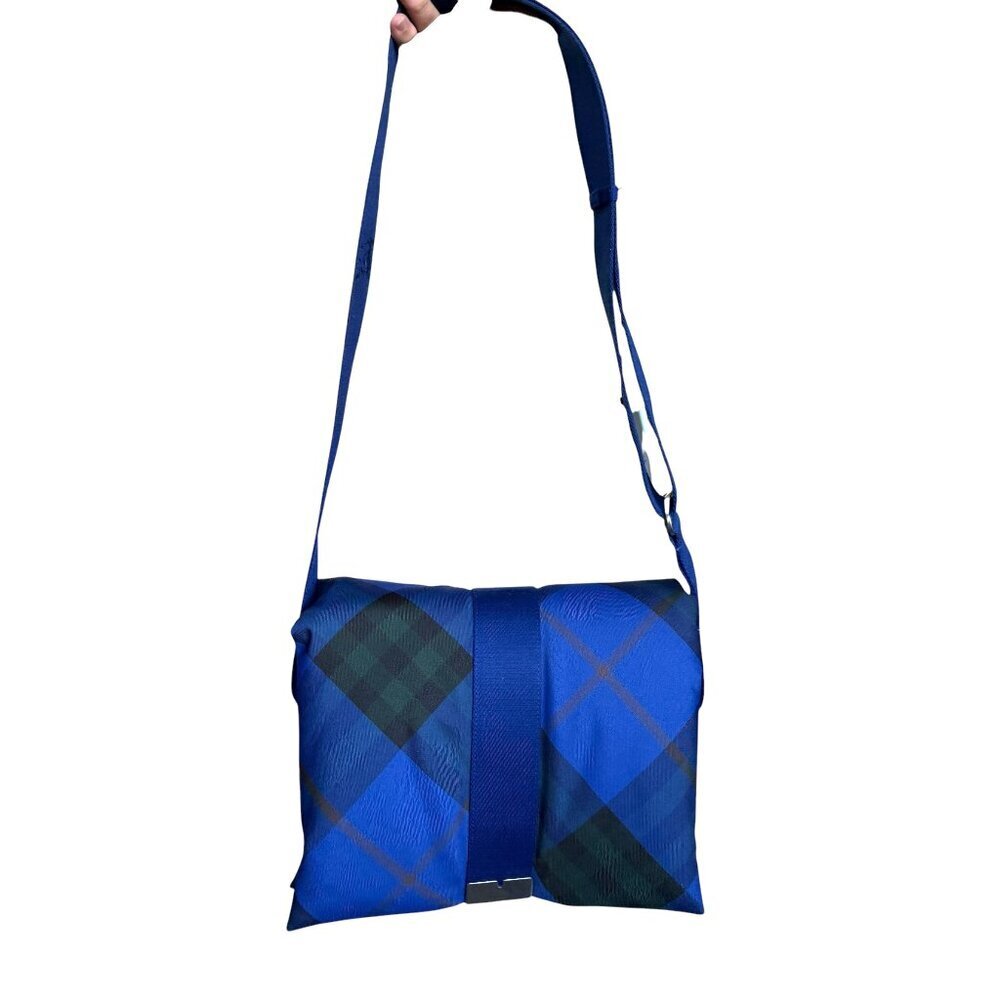 Burberry Blue Plaid Messenger Bag